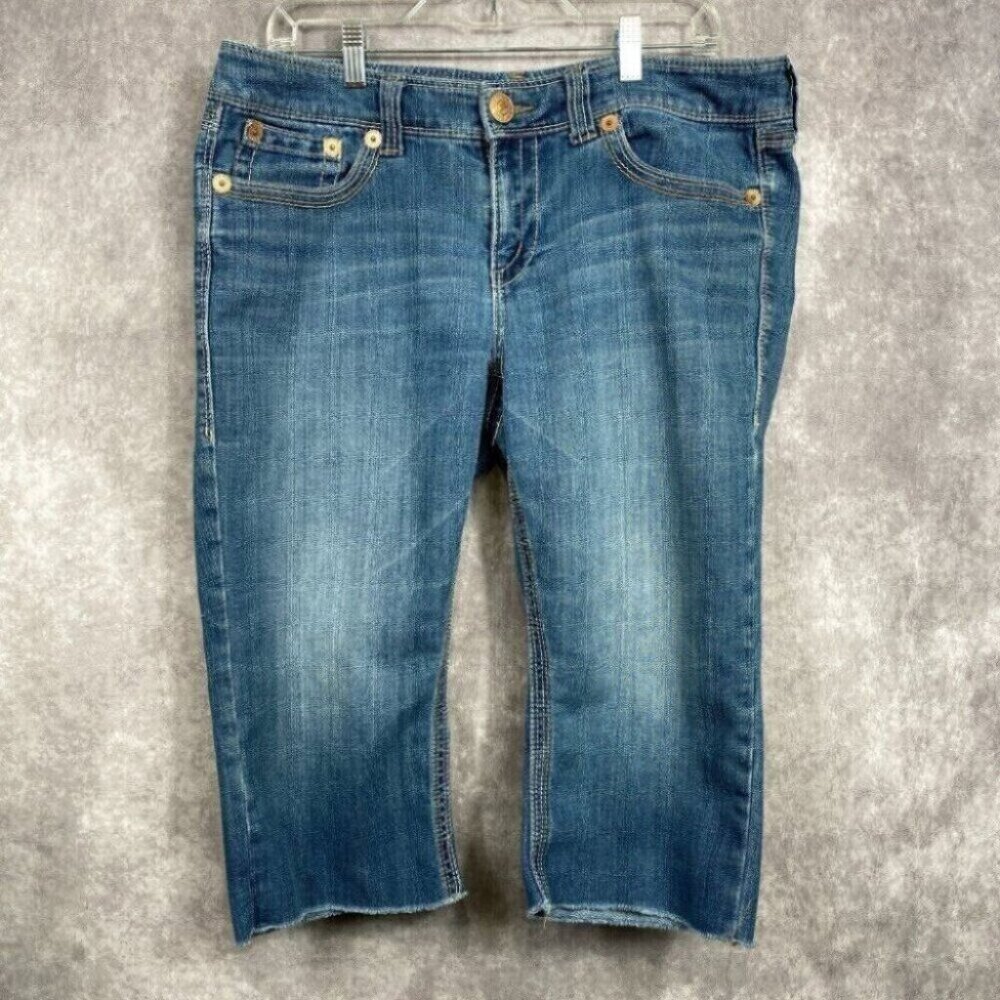 Seven7 Jean Shorts Womens 36" Waist Cutoff Stretch Raw Hem Summer Casual